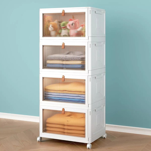 Caja De Almacenamiento Plegable De Cuatro Niveles Color Blanco