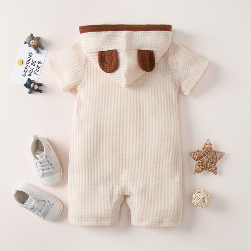Mameluco Verano De Algodón Estido Osito Para Bebé De 3-18m Beige 9-12 M