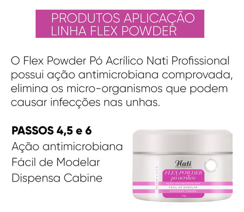 Kit Profissional Alongamento Unha C/ Flex Powder Pó Acrílico