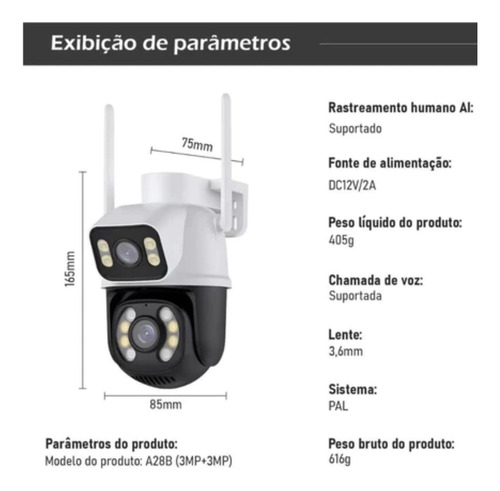 Câmera Segurança Prova D'água Lente Dupla App Yoosee Wifi Branco