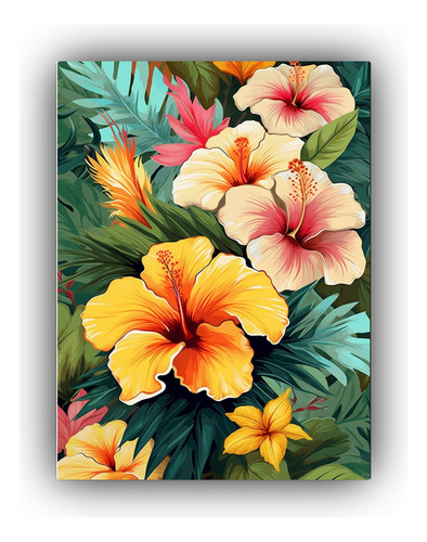 Cuadro Paisaje Estival En El Campo Hawaiano 50x65cm Flores