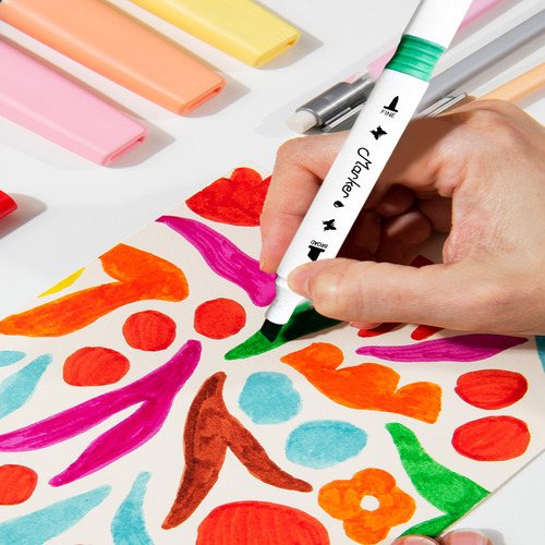 24 Colores Marcadores Doble Punta Plumones Punta Pincel