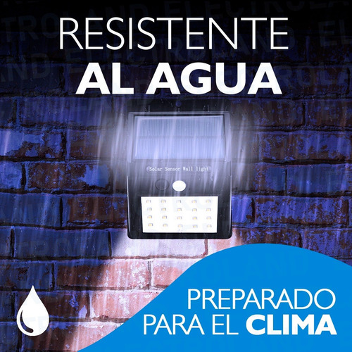 Imagen 3 de 10 de Aplique Reflector Led Panel Solar Sensor Movimiento 20 Leds