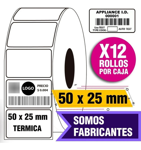 Etiquetas Mercado Libre Correo Argentino 50x25mm 12 Rollos