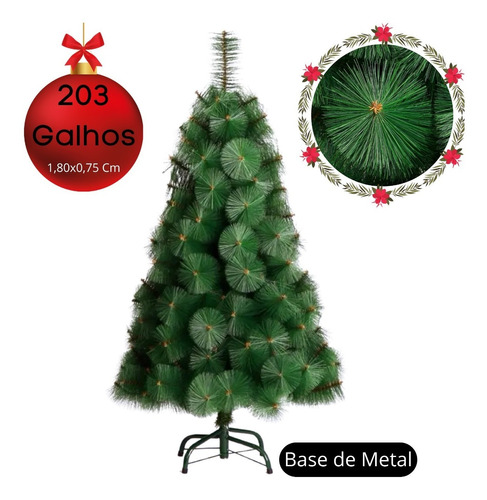 Árvore De Natal 180 Cm Com 203 Galhos Luxo Para Natal