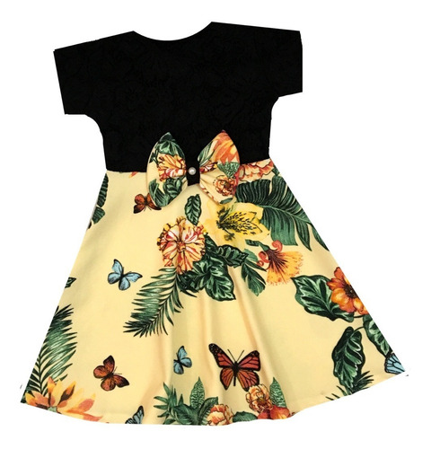 Vestido Infantil De Renda Moda Kids Laço Nas Costas Promoção