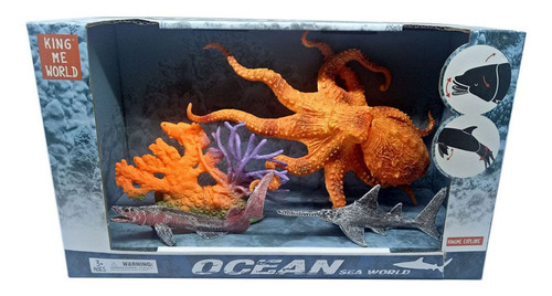 Animales Del Oceano Set Pulpo Y Tiburon En Caja Wabro 99578
