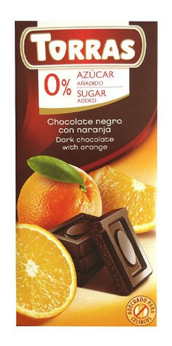 Chocolatina Cacao 50% Con Naranja Sin Azucar 75g Torras