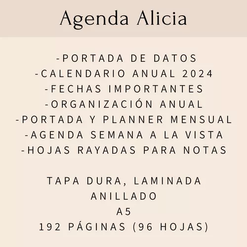 Agenda Anual 2024 Alicia En El Pais De Las Maravillas Dia Pagina A5