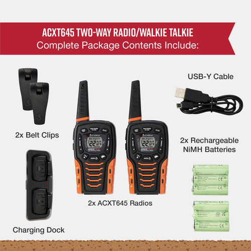 Walkie Talkies Cobra Acxt645, Impermeables, Alcance De 35 Mi