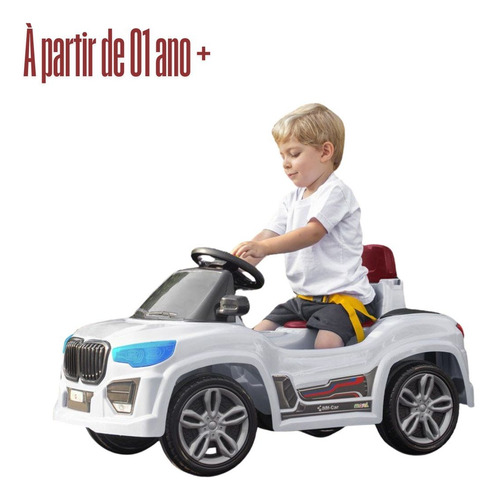 Carrinho Infantil 2 Em 1 Com Haste, Pedal E Proteção
