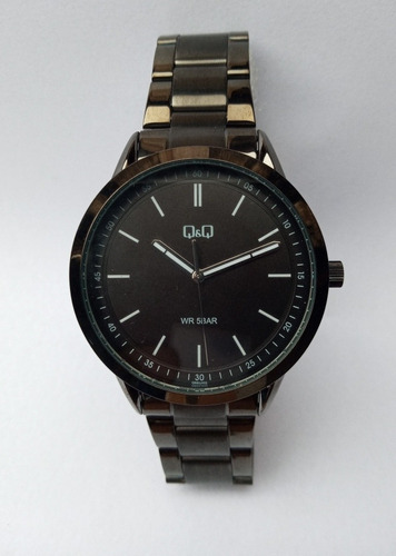 Reloj Q&q Original Para Hombre Acero Oscuro Inoxidable