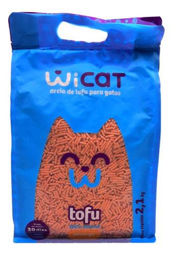 Imagem 7 de 9 de Areia Sanitária De Tofu Higiênica Gatos Wicat Pêssego 2,1kg