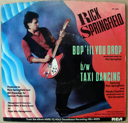 Rick Springfield Bop 'til You Drop Simple Single Import 1984