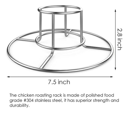 Para Parrilla Pollo Lata Cerveza, Acero Inoxidable, Fácil