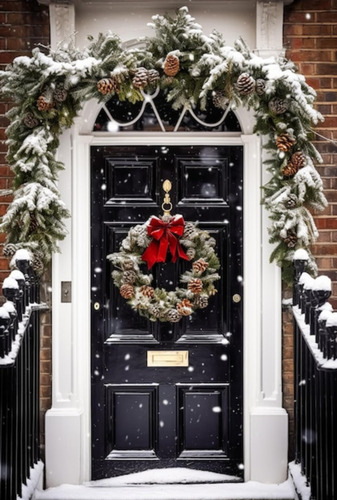 Coronas Decorativas Navidad Puertas Verdes Nevadas 30 Cms