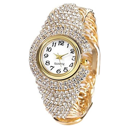 Reloj Elegante Con Cristales Para Mujer Y Niñas