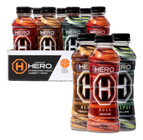 Clear Cut Hero Bebida Deportiva, Paquete Variado Hydration H