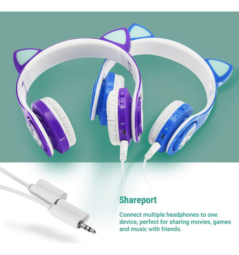 Fones De Ouvido Bluetooth Sem Fio Woice Para Crianças, Luzes