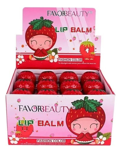 Caja De 24 Bálsamos Para Labios Hidratante Forma De Fresa