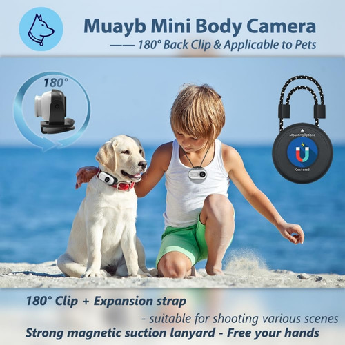 Mini Cámara Corporal 1080p, Cámara Corporal Portátil Con 180