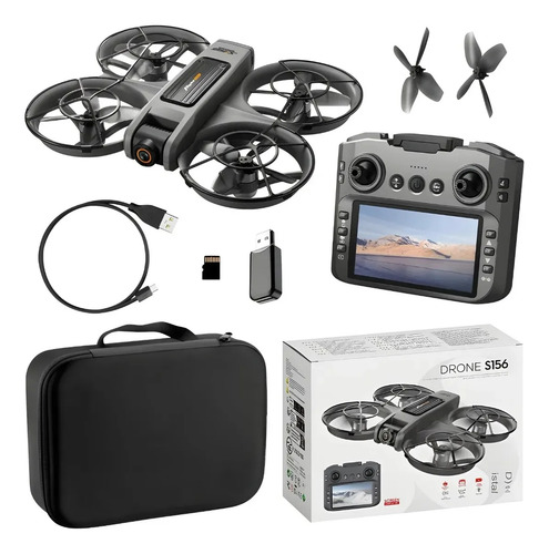 Drone S156 Tela No Controle Câmera Dupla Hd Cor Preto Preto