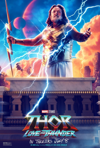 Póster Thor Love And Thunder Zeus Russell Crowe Dios Marvel