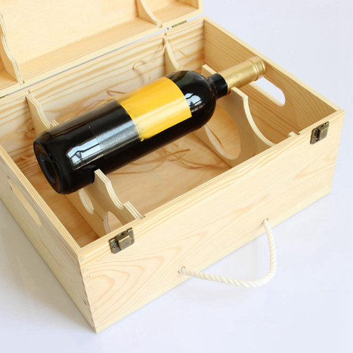 Caja De Madera Para Botellas, 6 Cajas De Regalo Para