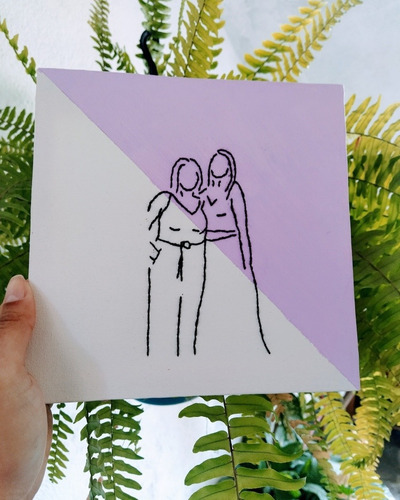 Imagem 2 de 5 de Quadro Decorativo/ Foto Bordada Em Tela