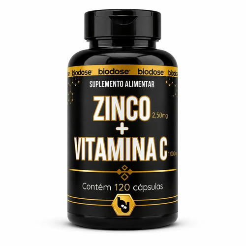 Zinco 2,50mg + Vitamina C 1000mg 120 Cápsulas Biodose