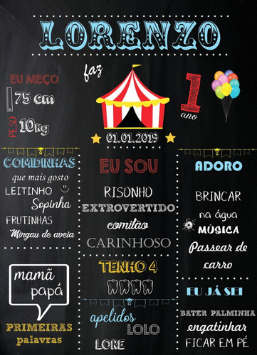 30 Foto Imã Personalizado 10x14- Chalkboard Infantil 