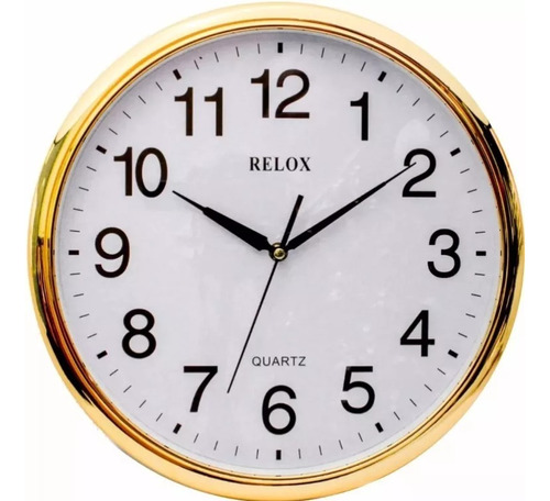 Relógio De Parede Grande Branco E Dourado 36x36cm