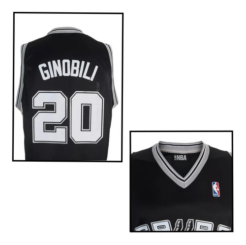 Imagen 2 de 6 de Camiseta Nba San Antonio Spurs Ginobili O De Rozan En3x