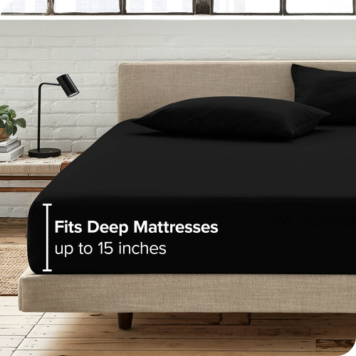 Sabana Para Cama Queen De Microfibra Con Elastico Negro
