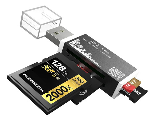 Lector De Tarjetas 4 En 1  Ms Duo/pro, M2 Micro Sd, Sd 