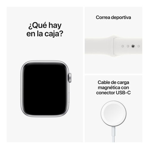 Apple Watch SE GPS - Caja de aluminio plata 44 mm - Correa deportiva blanca - Patrón