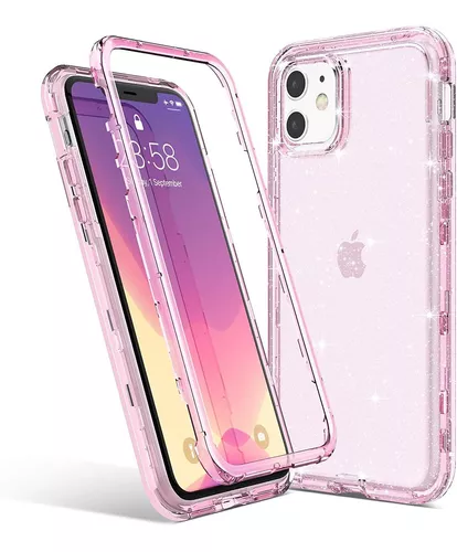 Funda Para iPhone 11, Transparente/rosa/glitter/resistente