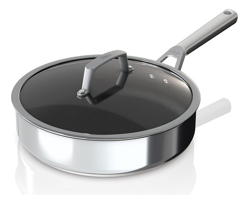 Sartén Acero Inoxidable Ninja Foodi Neverstick 3 Qt Con Tapa Color Plateado