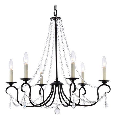 Candelabro Moderno Estilo Vela De 6 Luces Con Detalles De Cr