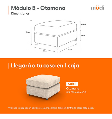 Taburete Ottomano Sala Seccional Modular Adapti | Modulo B Beige Liso
