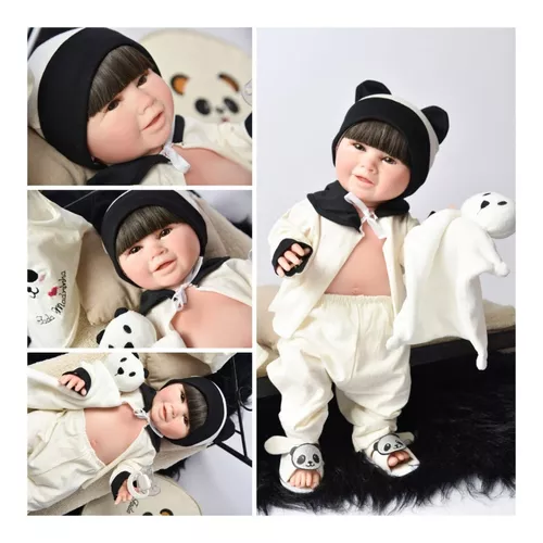 Boneca Bebê Reborn Silicone Panda Fada Madrinha Pode Banho