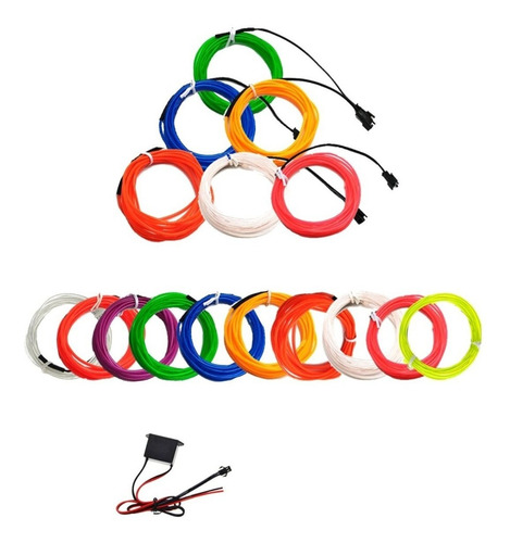Kit Completo Cable Luz Neon 12v. 2.3mmx3m Interior Auto N22