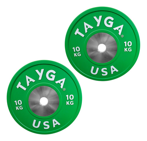 Par Discos Olímpico Halterofilia Competencia 10 Kg (2pz) Color Verde