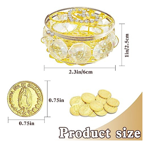 Juego De Arras De Boda Con 13 Monedas Y Caja Dorada