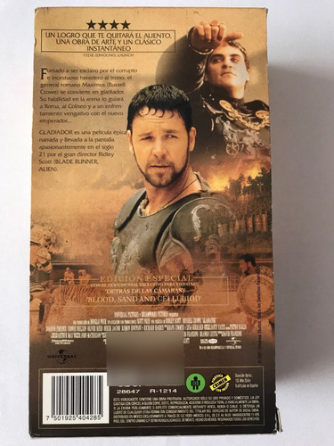 Gladiador Vhs Edicion Especial 2 Set Gladiator Russell Crowe (Usado)