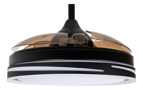 Ventilador De Techo 42 Luz Led 36w Aspas Retráctiles Negro