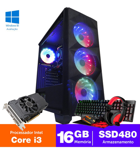 Imagem 1 de 3 de Desktop Gamer Completo I3 3g 16gb Ssd480 Vídeo 4gb Ddr3