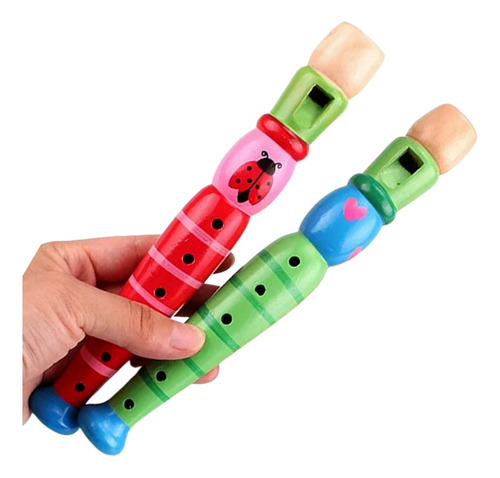 Flauta Doce Musica Infantil De Madeira Menina Menino Color