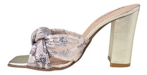 Zuecos Sandalias Taco Alto De Mujer De Cuero Knot - Ferraro