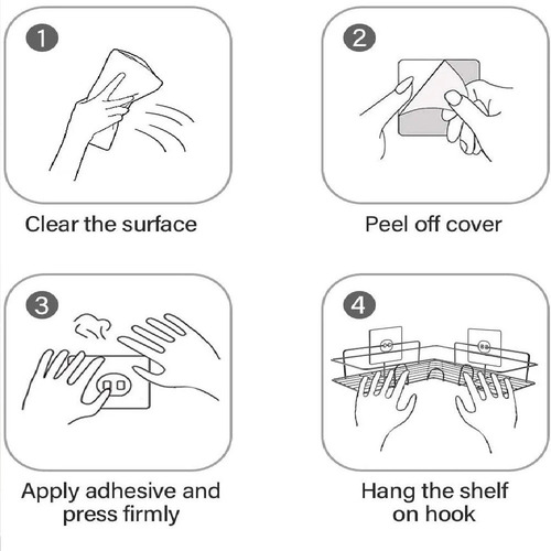Imagem 5 de 7 de Porta Shampoo Sabonete Suporte Adesivo Canto Parede Banheiro